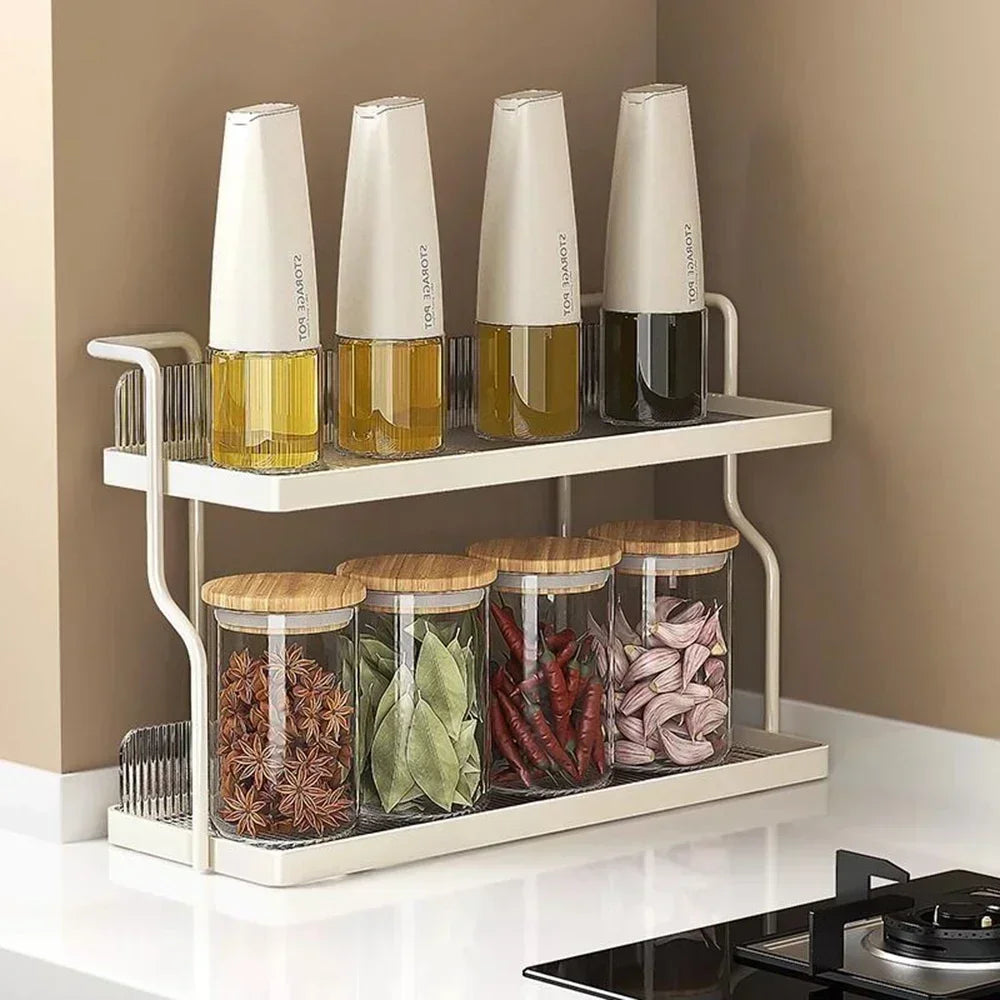 Organizador de almacenamiento, organizador de cocina, estantes de cocina, taza de té, doble capa debajo del fregadero, estante de almacenamiento, electrodomésticos, aromatizante de maquillaje