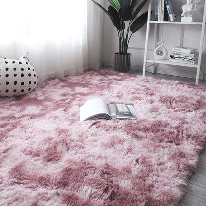 Alfombra blanca y esponjosa para sala de estar, alfombrillas grandes para decoración del hogar, antideslizantes y gruesas, para habitación de niños y niñas, color rosa