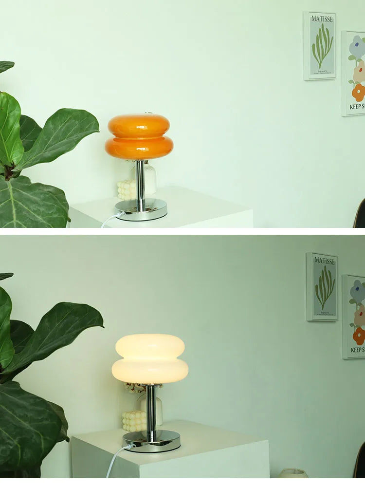 Lámpara de mesa de cristal Macaron, atenuación tricromática, lámparas de ambiente para sala de estar, protección ocular, luz nocturna, decoración para dormitorio de niña
