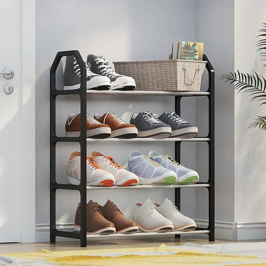 Zapatero de 4 niveles para sala de estar, estante sencillo de varios niveles, organizador de zapatos para ahorro de espacio, montaje de puerta, armario de almacenamiento para dormitorio