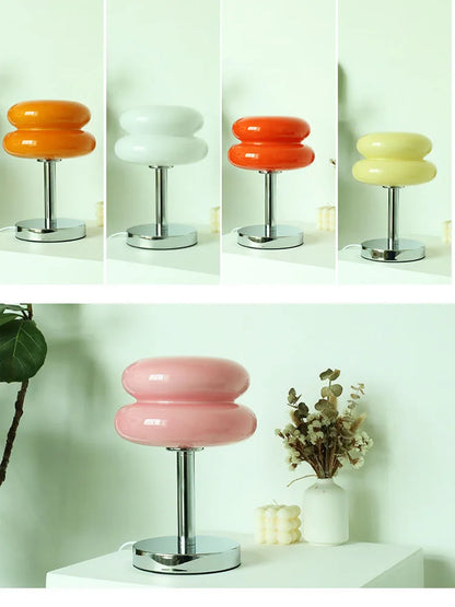 Lámpara de mesa de cristal Macaron, atenuación tricromática, lámparas de ambiente para sala de estar, protección ocular, luz nocturna, decoración para dormitorio de niña