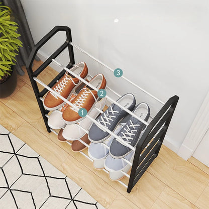 Zapatero de 4 niveles para sala de estar, estante sencillo de varios niveles, organizador de zapatos para ahorro de espacio, montaje de puerta, armario de almacenamiento para dormitorio