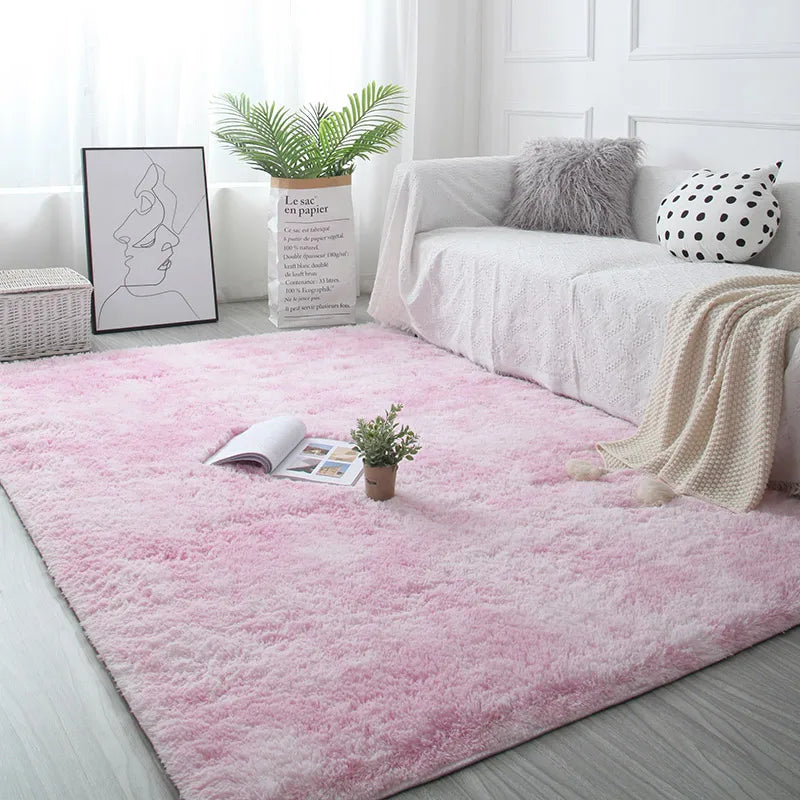 Alfombra blanca y esponjosa para sala de estar, alfombrillas grandes para decoración del hogar, antideslizantes y gruesas, para habitación de niños y niñas, color rosa