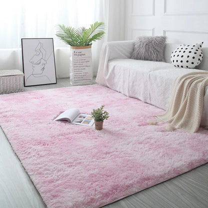 Alfombra blanca y esponjosa para sala de estar, alfombrillas grandes para decoración del hogar, antideslizantes y gruesas, para habitación de niños y niñas, color rosa