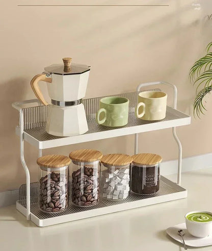Organizador de almacenamiento, organizador de cocina, estantes de cocina, taza de té, doble capa debajo del fregadero, estante de almacenamiento, electrodomésticos, aromatizante de maquillaje