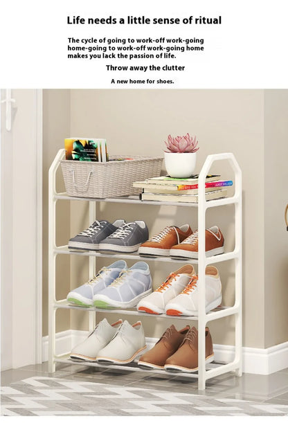 Zapatero de 4 niveles para sala de estar, estante sencillo de varios niveles, organizador de zapatos para ahorro de espacio, montaje de puerta, armario de almacenamiento para dormitorio