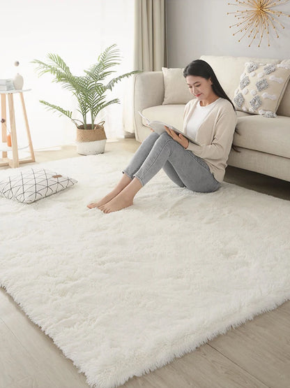 Alfombra blanca y esponjosa para sala de estar, alfombrillas grandes para decoración del hogar, antideslizantes y gruesas, para habitación de niños y niñas, color rosa