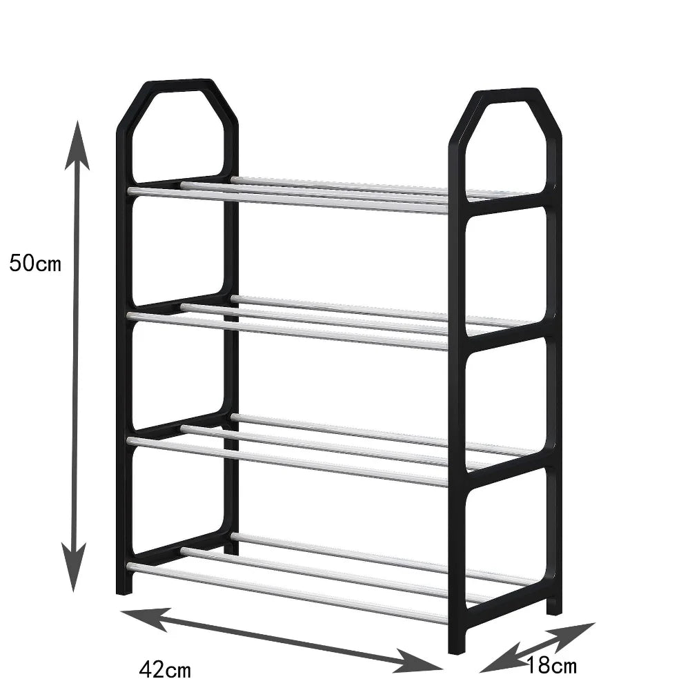 Zapatero de 4 niveles para sala de estar, estante sencillo de varios niveles, organizador de zapatos para ahorro de espacio, montaje de puerta, armario de almacenamiento para dormitorio