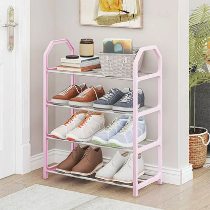 Zapatero de 4 niveles para sala de estar, estante sencillo de varios niveles, organizador de zapatos para ahorro de espacio, montaje de puerta, armario de almacenamiento para dormitorio