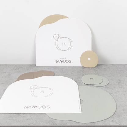 Real leather placemat and coaster, beige